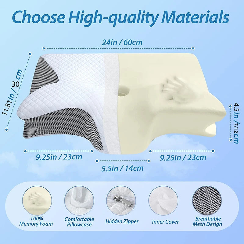 2-in-1 Ergonomic Memory Foam Neck Pillow