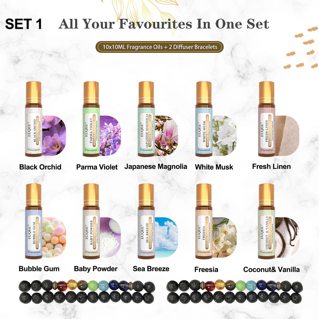Aromatherapy Roll-On Oil Gift Set – 10pcs